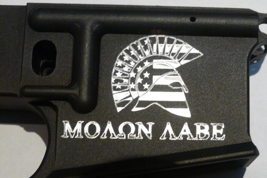 Molon Labe engraving on a AR-15 or AR-10 for use with Ghost Gunner using G code